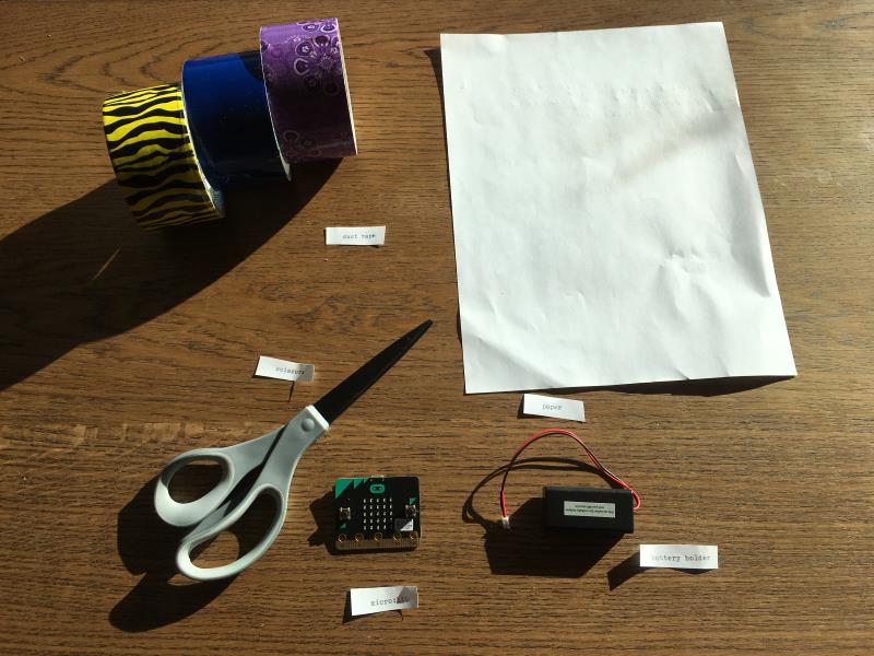 Materials: paper, tape, scissors